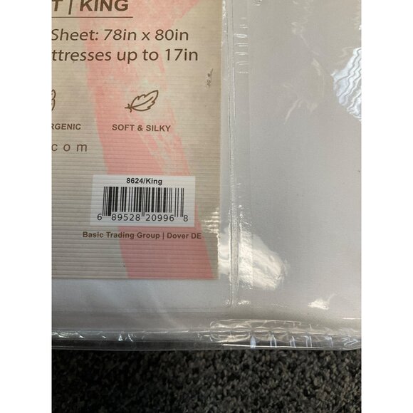 Lelux Home 4-Piece King Sheet Set White Soft Silky Polyester Wrinkle-Resistant H - Picture 4 of 4